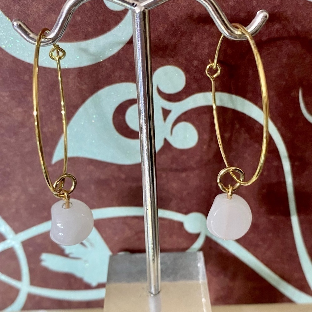 Rose Quartz Hoop Earrings
